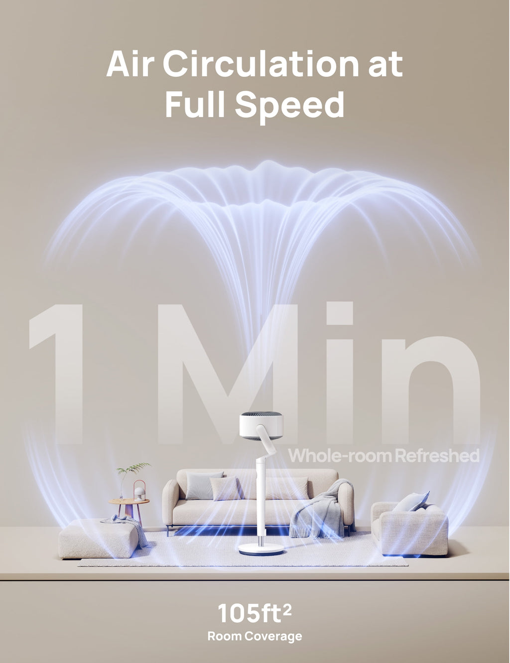 Smart Fan for Bedroom, 120° +120° Omni-Directional Oscillating Fans, 90Ft Quiet Pedestal Fan with RGB Light, 9 Speeds, 6 Modes, 20Db, 8H Timer, Wi-Fi/Voice/Alexa, 37-42" Floor Fans with Remote