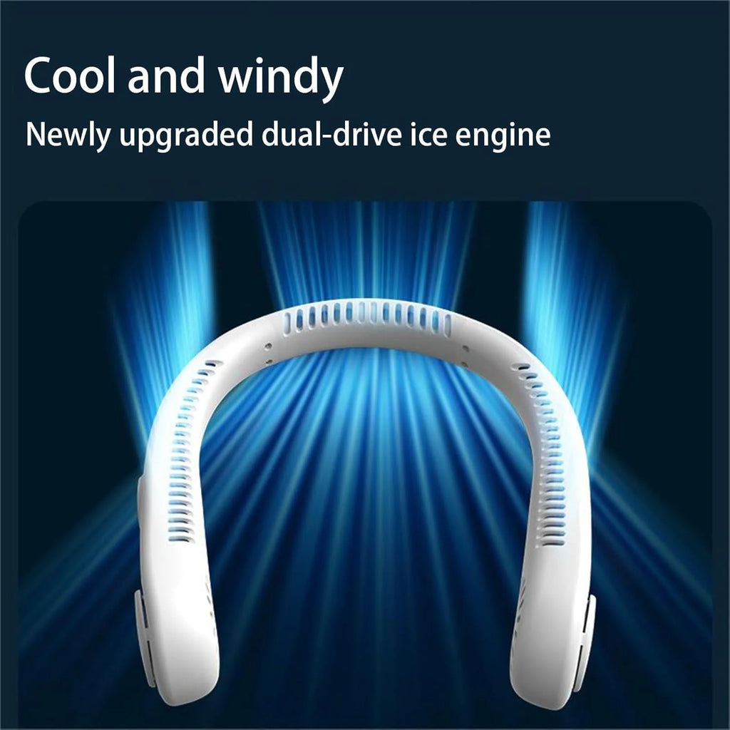 New Portable Neck Fan, Hands Free Bladeless Fan,5 Speeds USB Powered Desk Fan Rechargeable Headphone Design Wearable Personal Fan