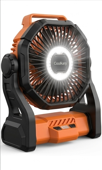 Ellevary™ Portable Camping Fan with LED Lantern & Rechargeable Battery