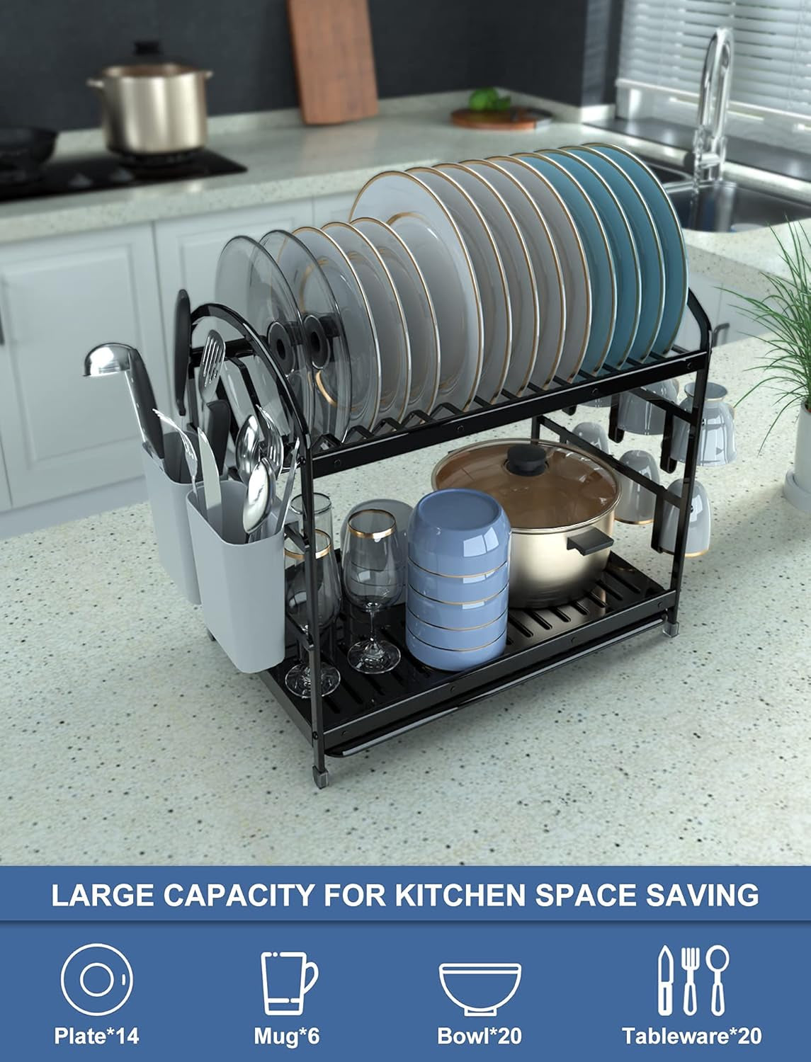 3-Tier Spice Rack Organizer for Cabinet, Step Cabinet Organizer and Storage, with Protective Railing, for Pantry, Kitchen Countertop Storage (1-Tier Spice Rack)