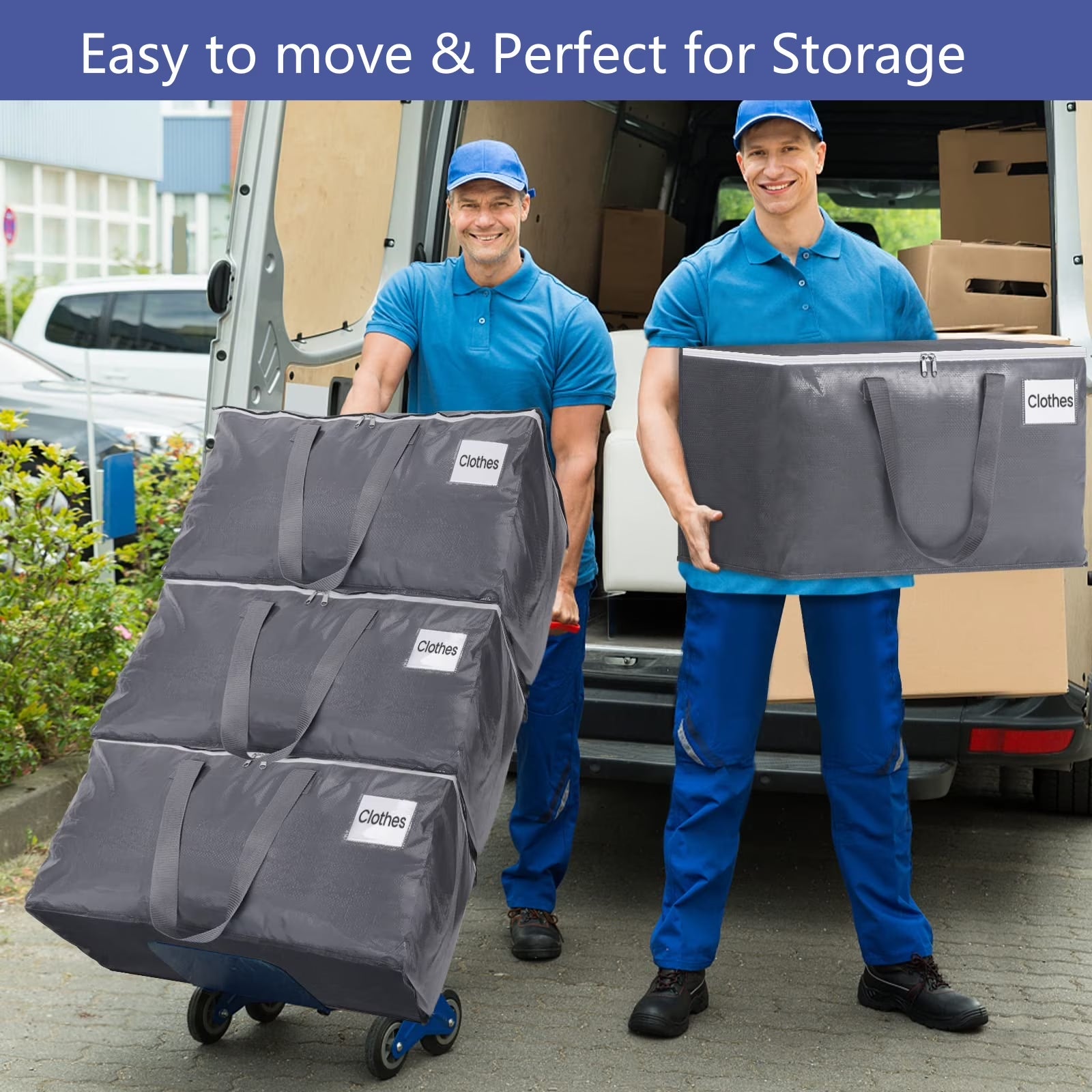 6 Pack Totes for Storage Large Moving Bags Heavy Duty，Moving Boxes with Zippers Top and Sturdy Handles, Dorm Storage Bags for Space Saving and Packing,Collapsible Moving Supplies(Gray,93L)