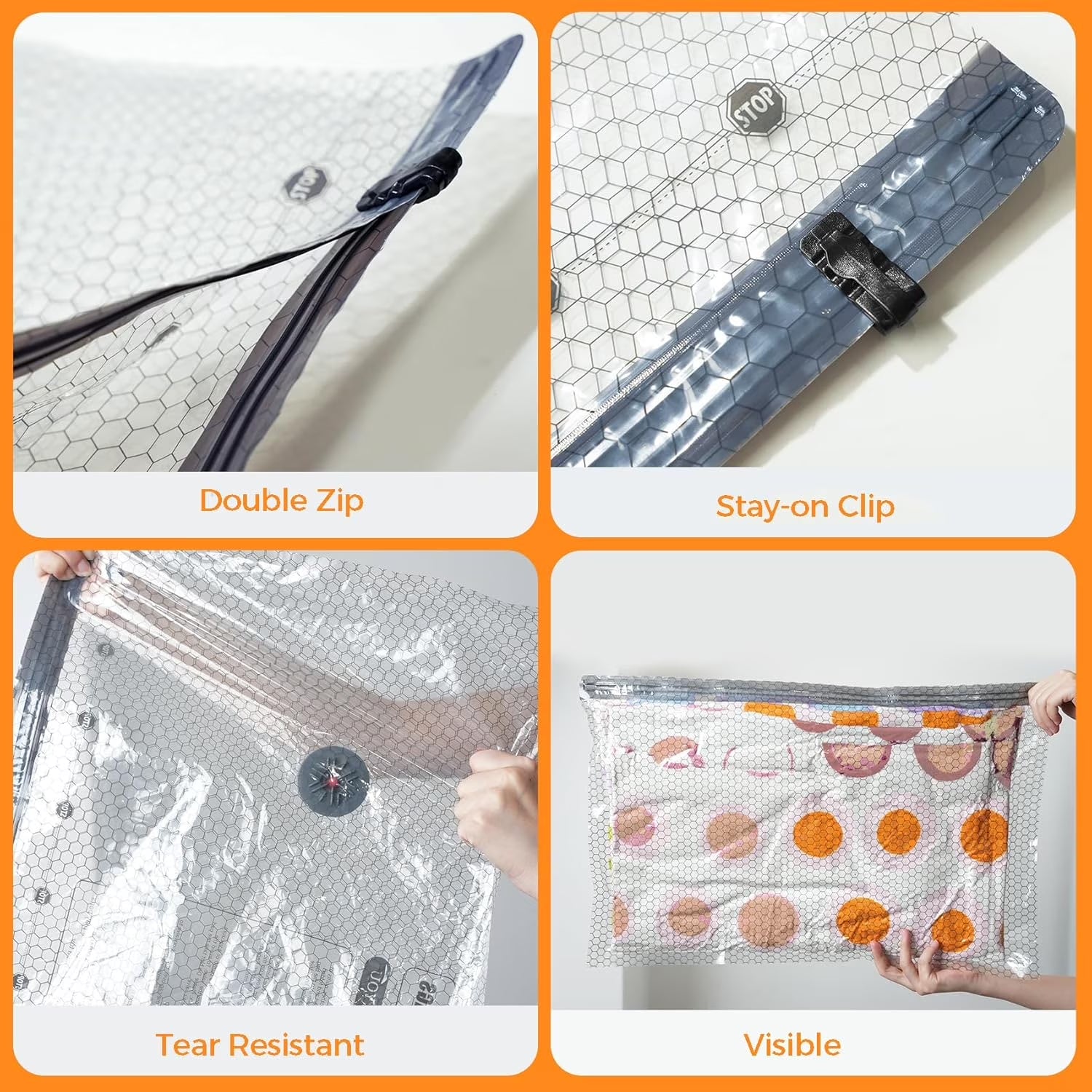 Vacuum Bags for Travel with , 15 Pack Carry-On Size Compression Packing Bags for Luggage and Suitcase, Space Saver for Clothes and Clothing Travel