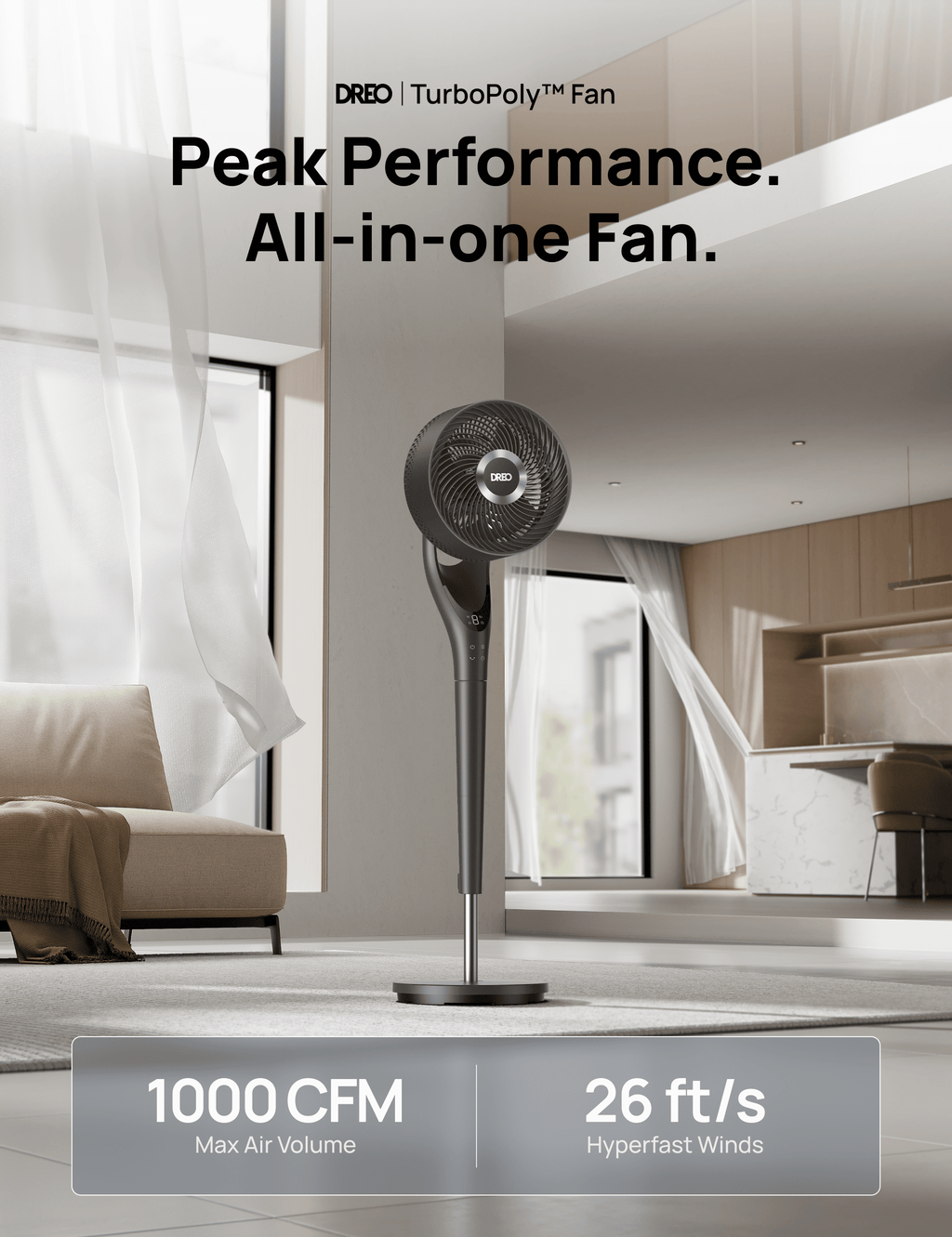 8-Inch Quiet Oscillating Pedestal Fan, Adjustable Height, 2D Oscillation, Remote Control, Grey