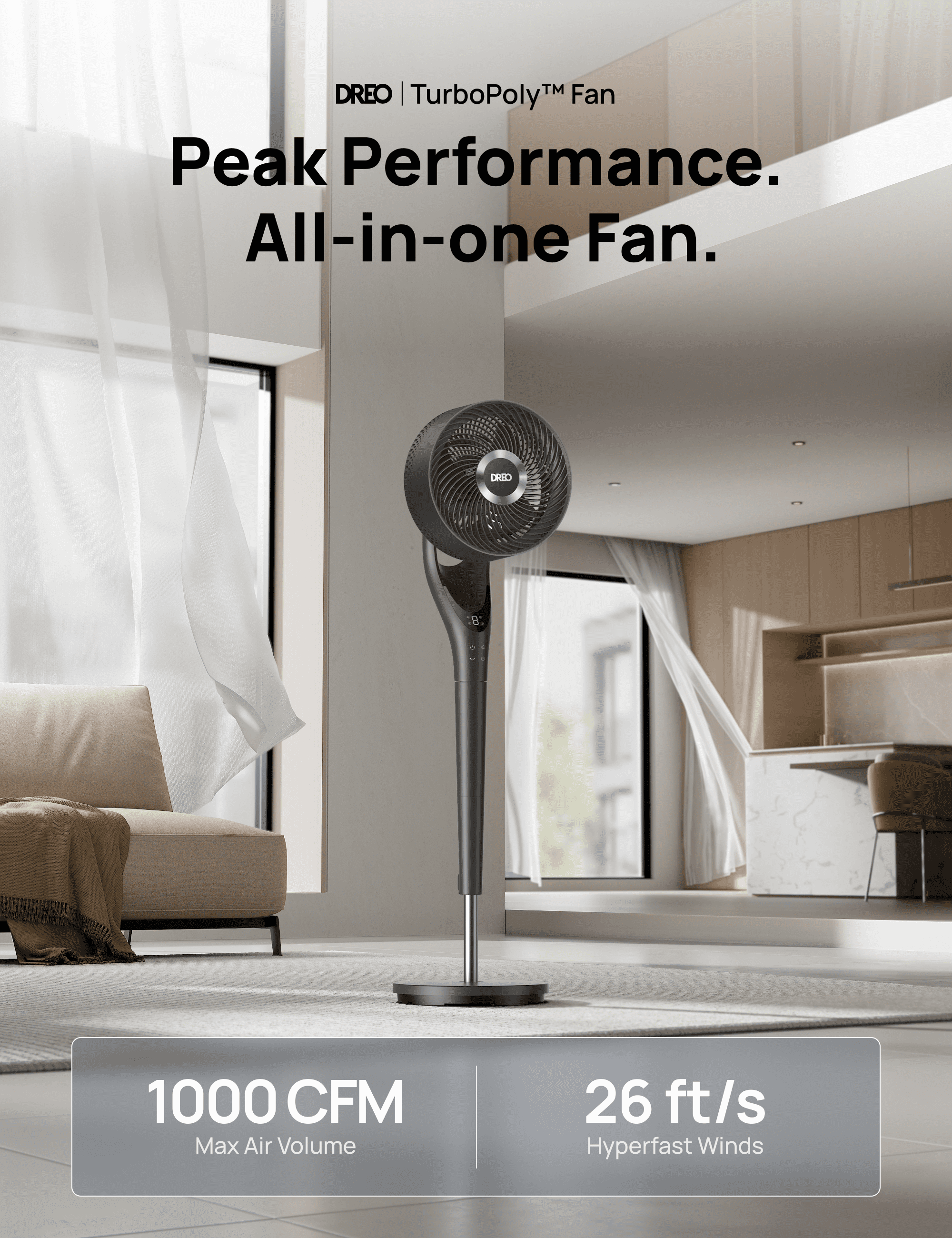 8-Inch Quiet Oscillating Pedestal Fan, Adjustable Height, 2D Oscillation, Remote Control, Grey